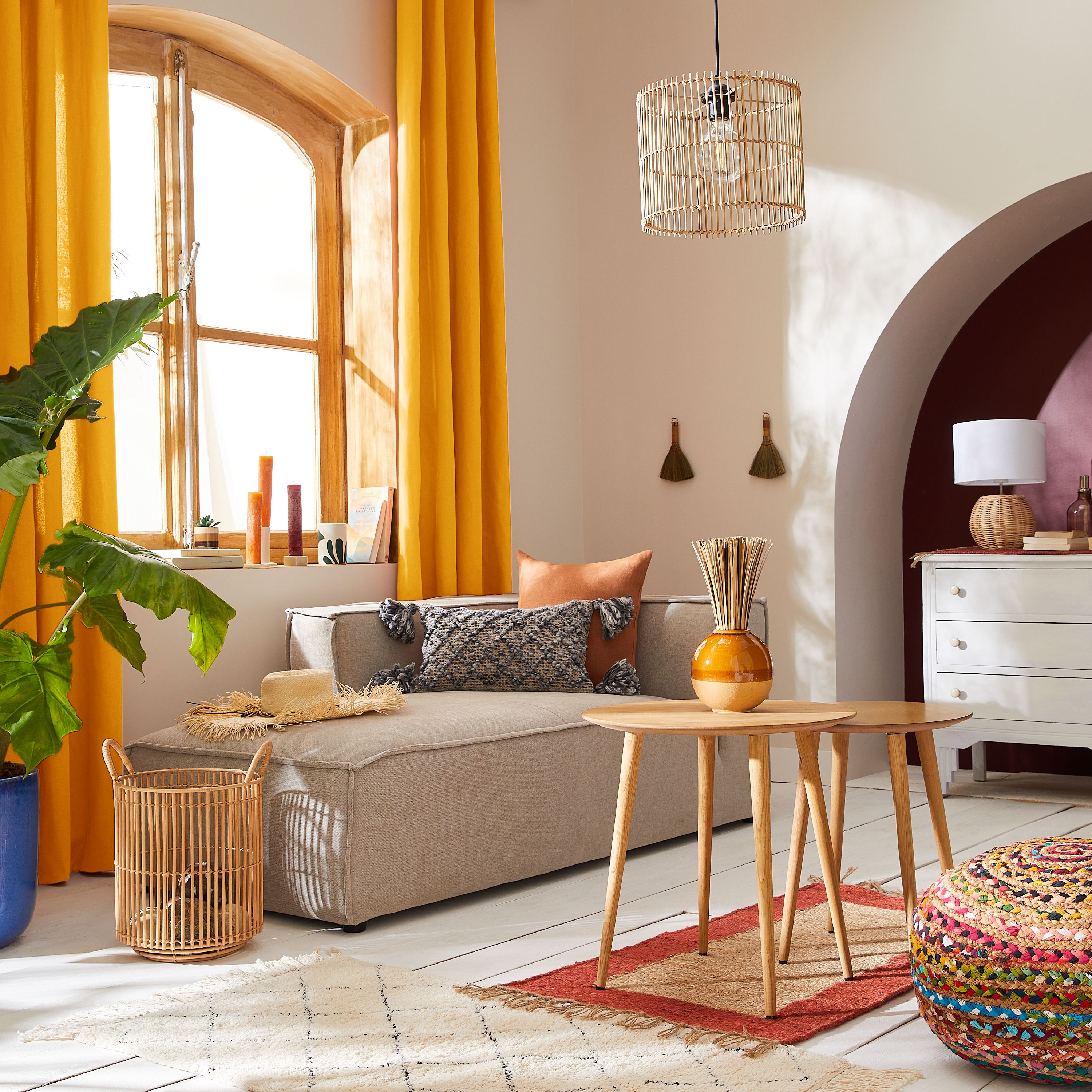 Tenda filtrante KALPE - L.200 x H.280 cm - Cotone - Giallo - 3