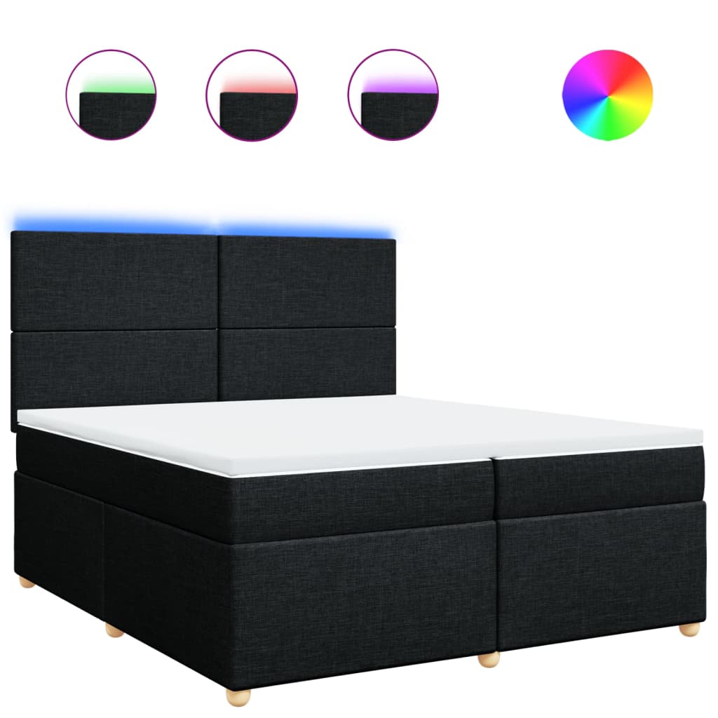 Lit à sommier tapissier rembourré avec matelas en tissu noir 200x200 cm ...