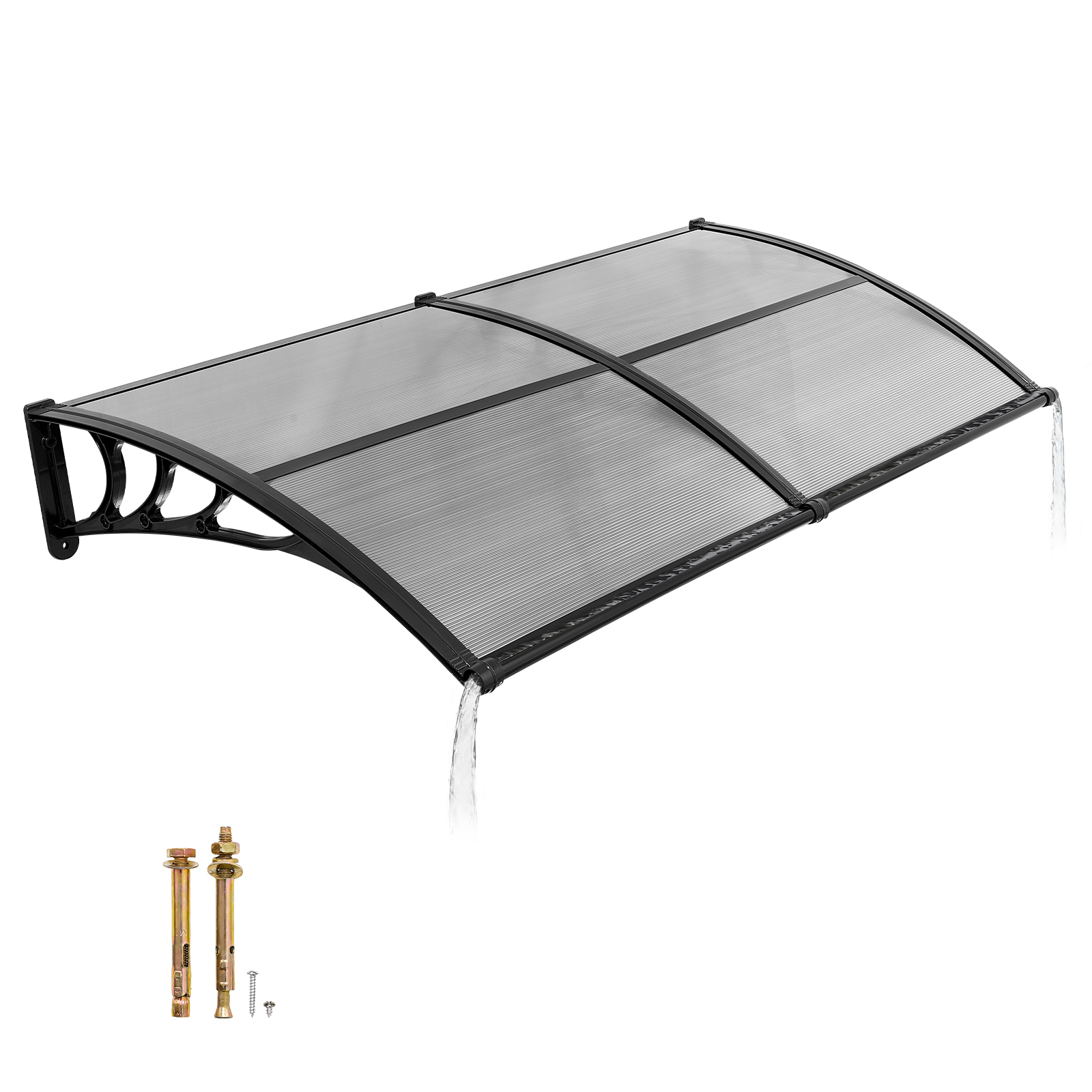 Marquesina vevor de policarbonato para puertas de entrada (96,5 x 198,7 cm), ideal para ventanas de porche y balcones. protección contra la lluvia