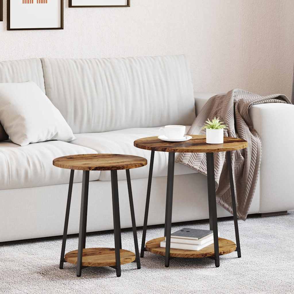 Ensemble de tables d'appoint 2 pcs Bois ancien et noir | Leroy Merlin