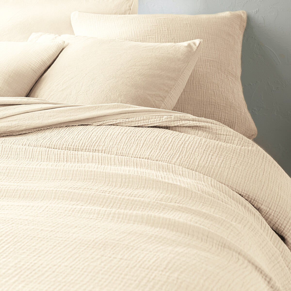 Housse de couette gaze de coton/coton lavé, Kumco - Craie - 240 x 220 cm - 2