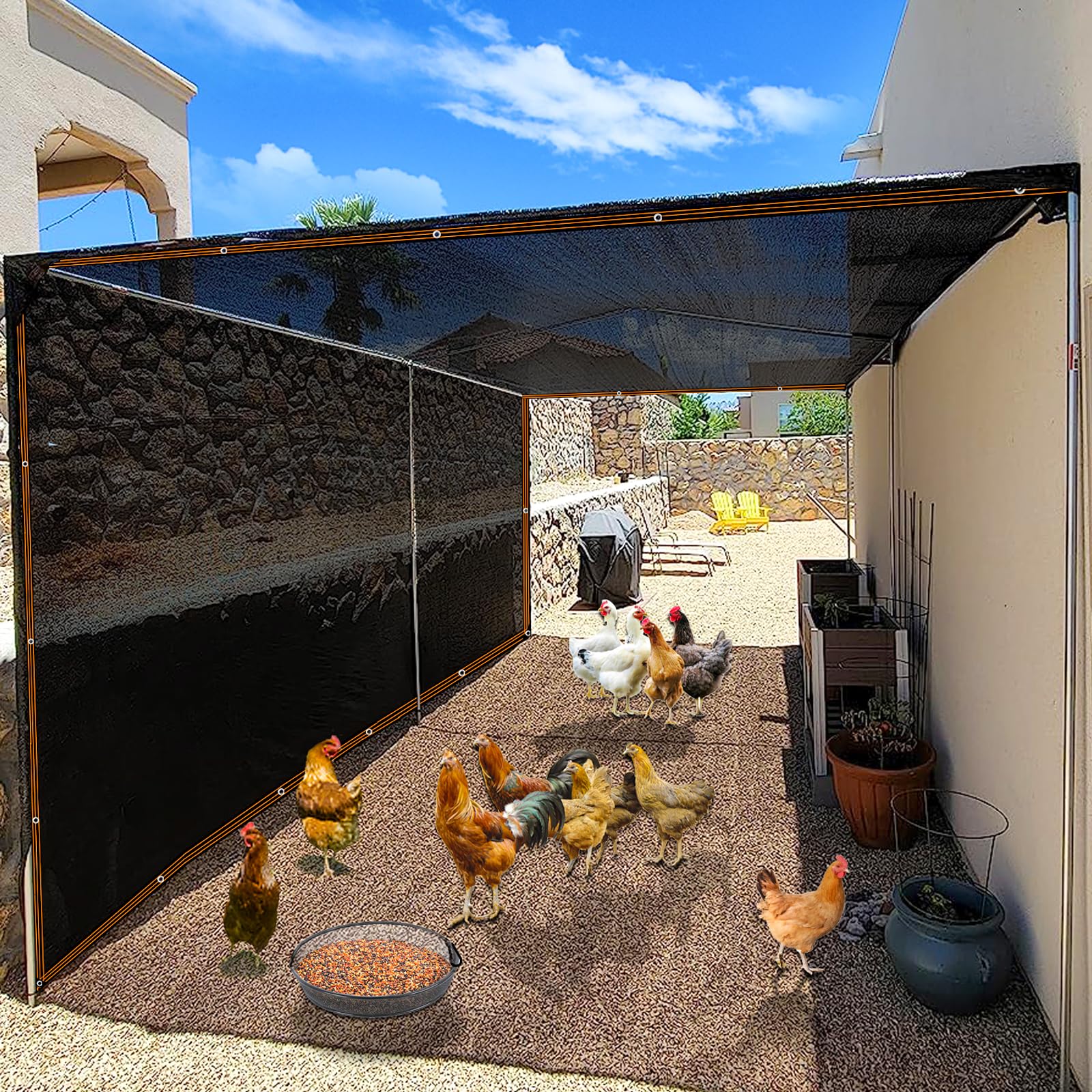 Filet d’ombrage extérieur 3×4 m,tissu 50% ombrage,protection UV pour pergola,terrasse,serre,poulailler et plantes,résistant et facile à installer - 3