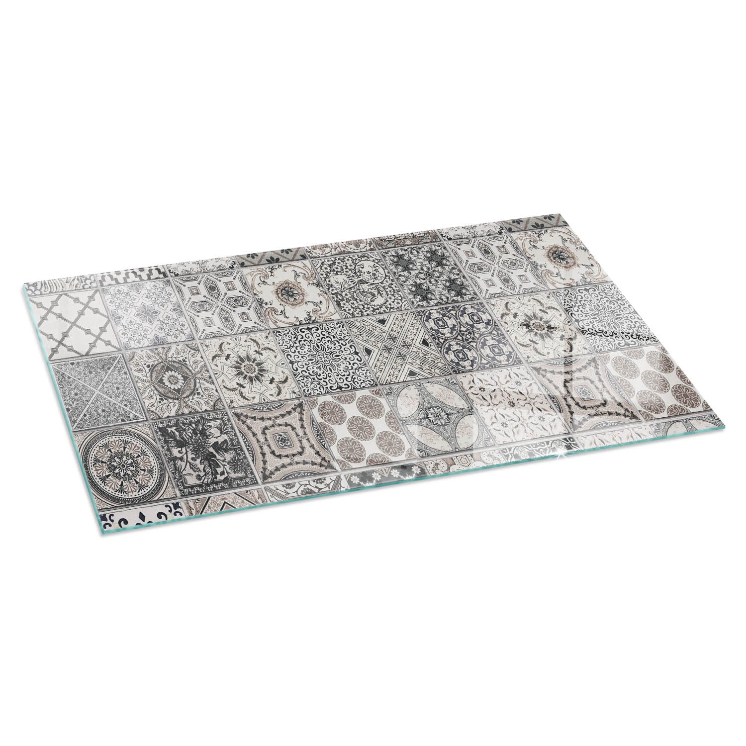 Prostokątna płyta szklana ochronna pod piecyk, kominek - 100x50 cm - Wzory kafli dekoracyjnych - TULUP