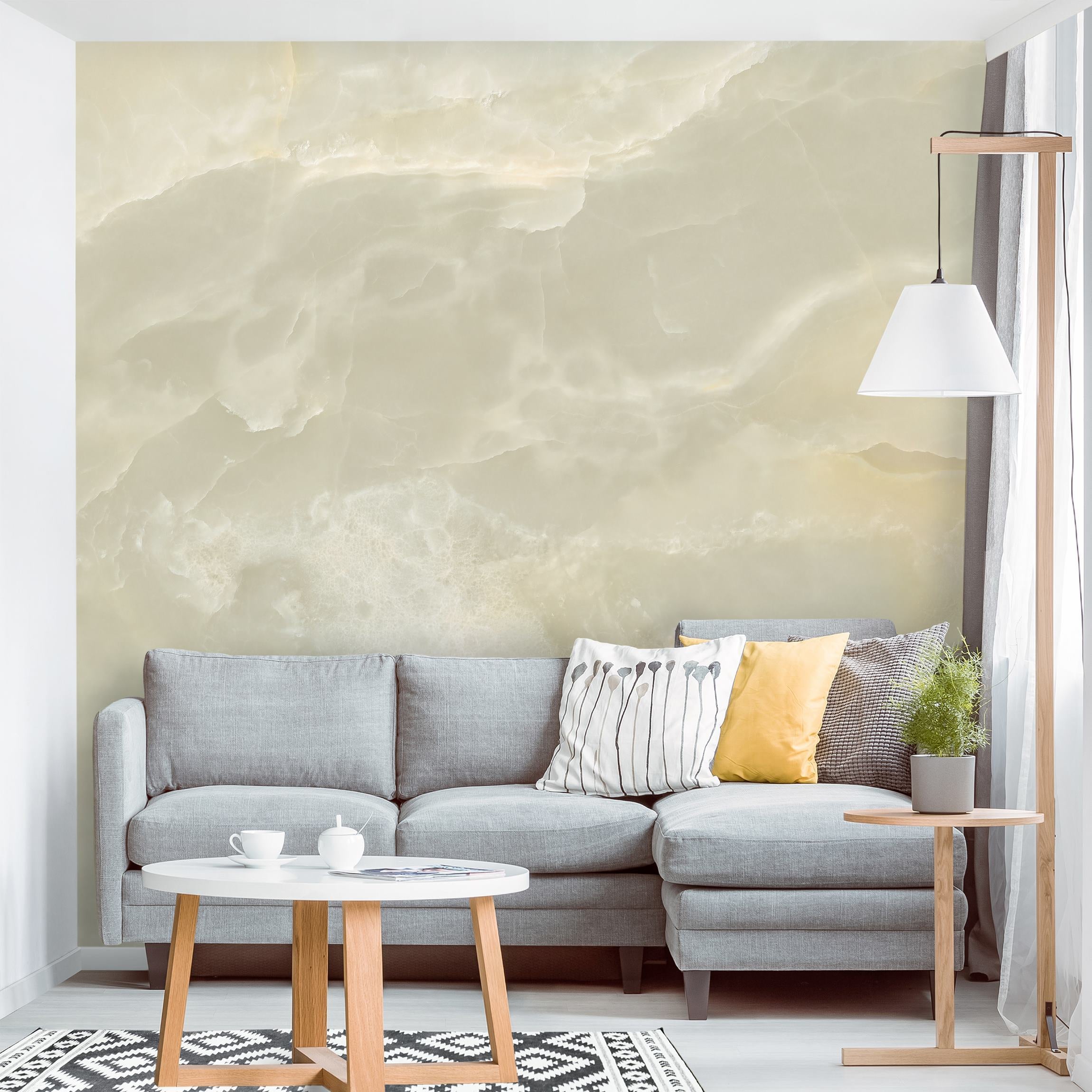 Papier peint panoramique marble 3D trompe l'oeil à motif imitation pierre 80 - salon chambre cuisine couloir - Intissé 240 x 240 cm adhésif - 4