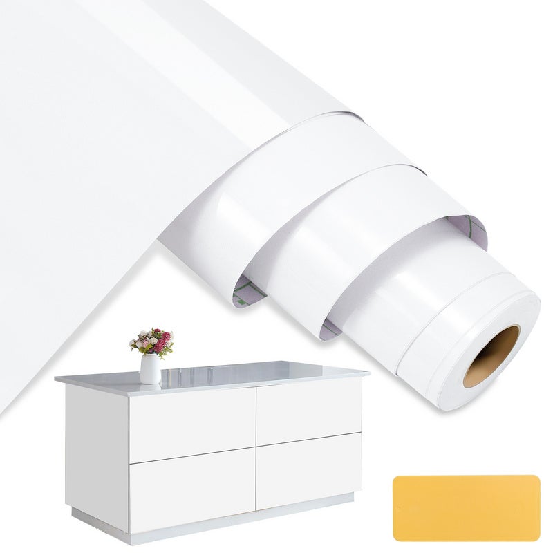 2 pegatinas de pared impermeables autoadhesivas de vinilo, 500 x 61 cm, color blanco