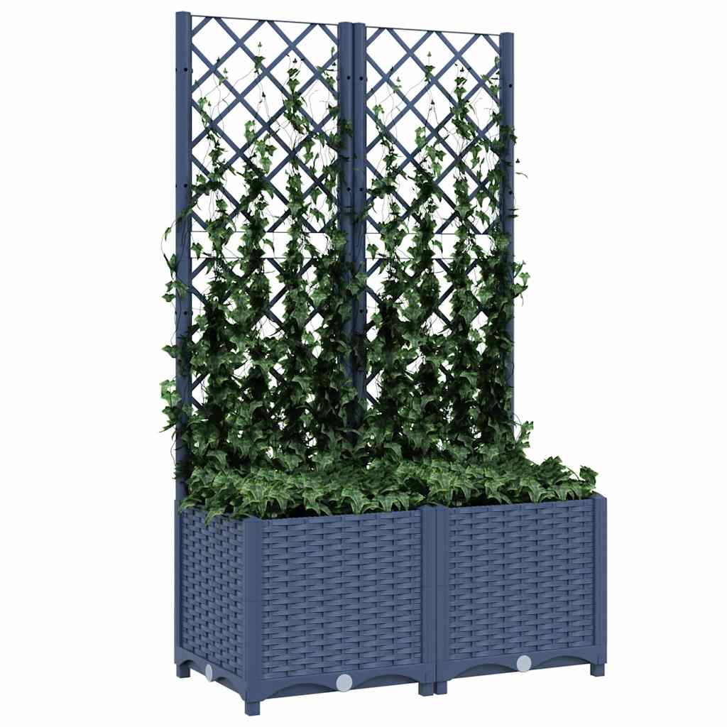 Jardinière avec treillis bleu gris 80x40x136 cm PP - 7