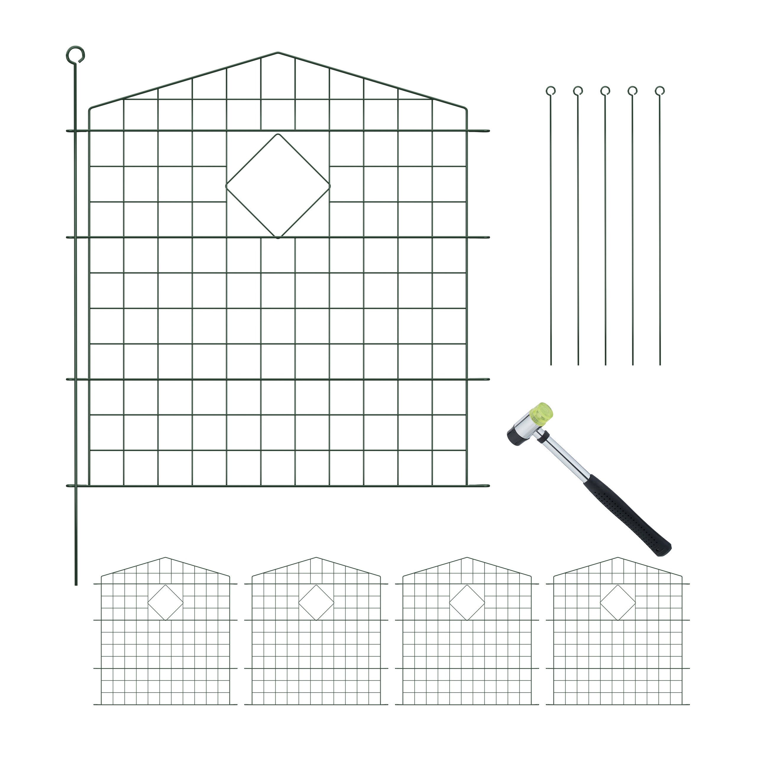 Relaxdays Recinzione per Aiuole, Set 5 Pannelli per Stagni e Prati Giardino, Bordure in Metallo, HxL: 65x75 cm, Marrone