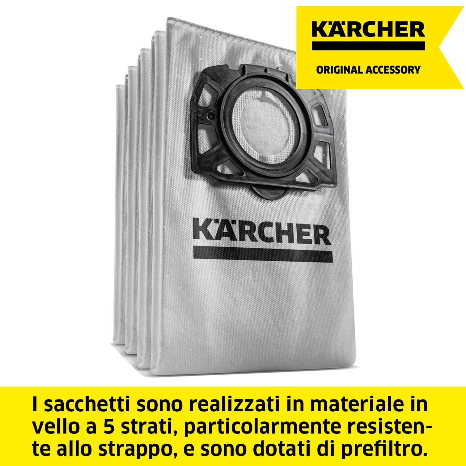 Kärcher Sacchetto filtro in vello originale KFI 489 per aspirapolvere a umido/secco, aspirazione di polveri sottili di lunga durata durante i lavori - 8
