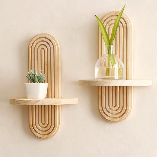 Conjunto de dos piezas, estante flotante de madera maciza, ideal para dormitorios, salas de estar, habitaciones infantiles y baños.