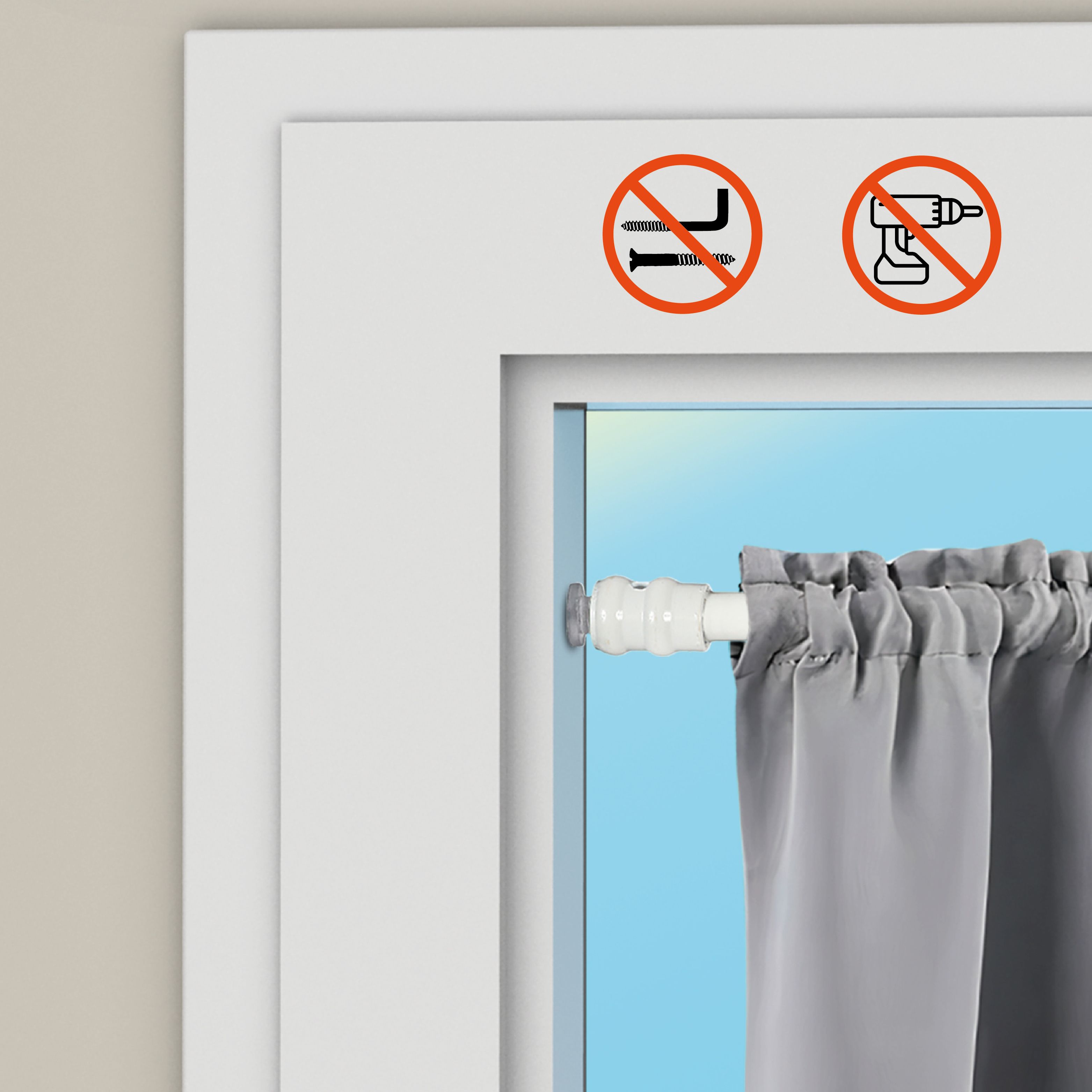 2 aste per tende a tensione, 3 in 1, estensibili senza foratura