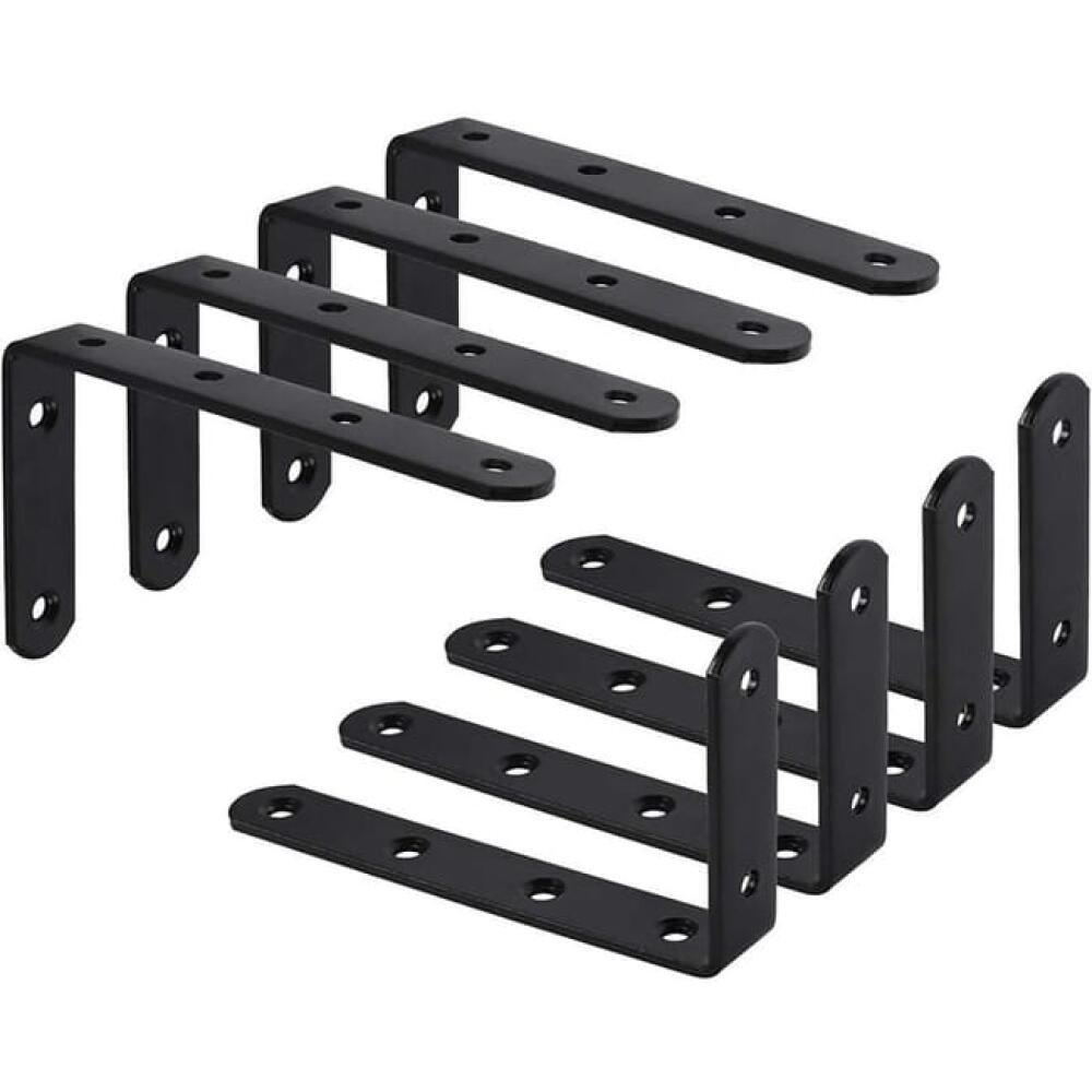 8 wsporników ściennych, Zestaw wsporników w kształcie litery L, wspornik stały, mebel wiszący, 125x75x3mm