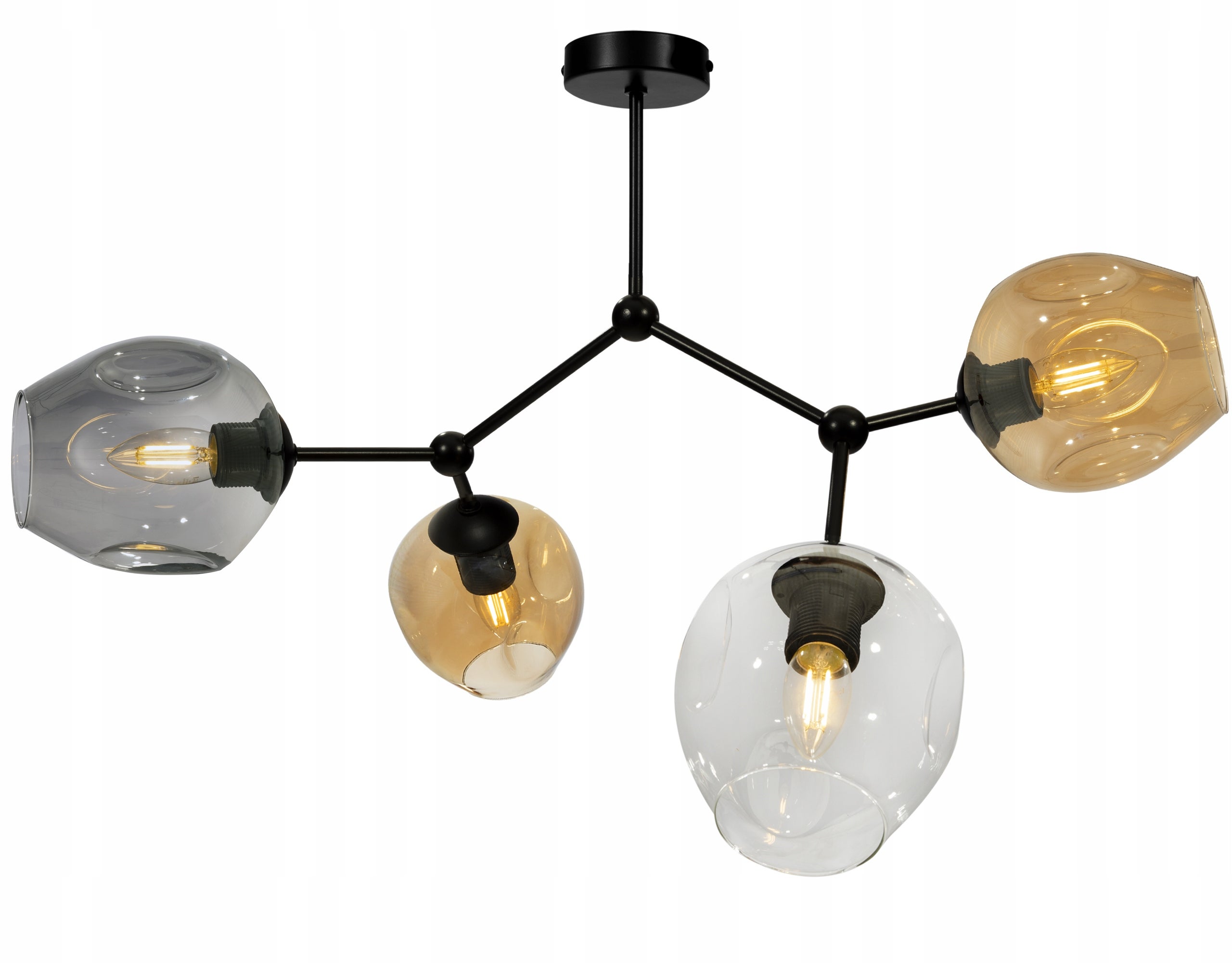 Lampa sufitowa wisząca modern 4xE27 klosz okrągły czarny/wielokolorowy Light Home LH