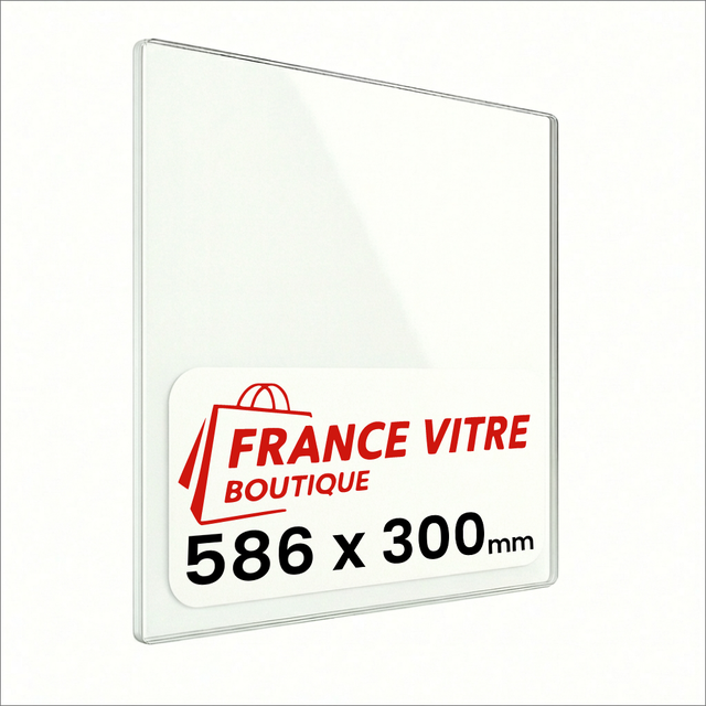 586 x 300 x 4 mm - Vitre de cheminée pour insert et poêle à bois - verre de rechange - France Vitre - jusqu'à 800°C - 300x586 mm