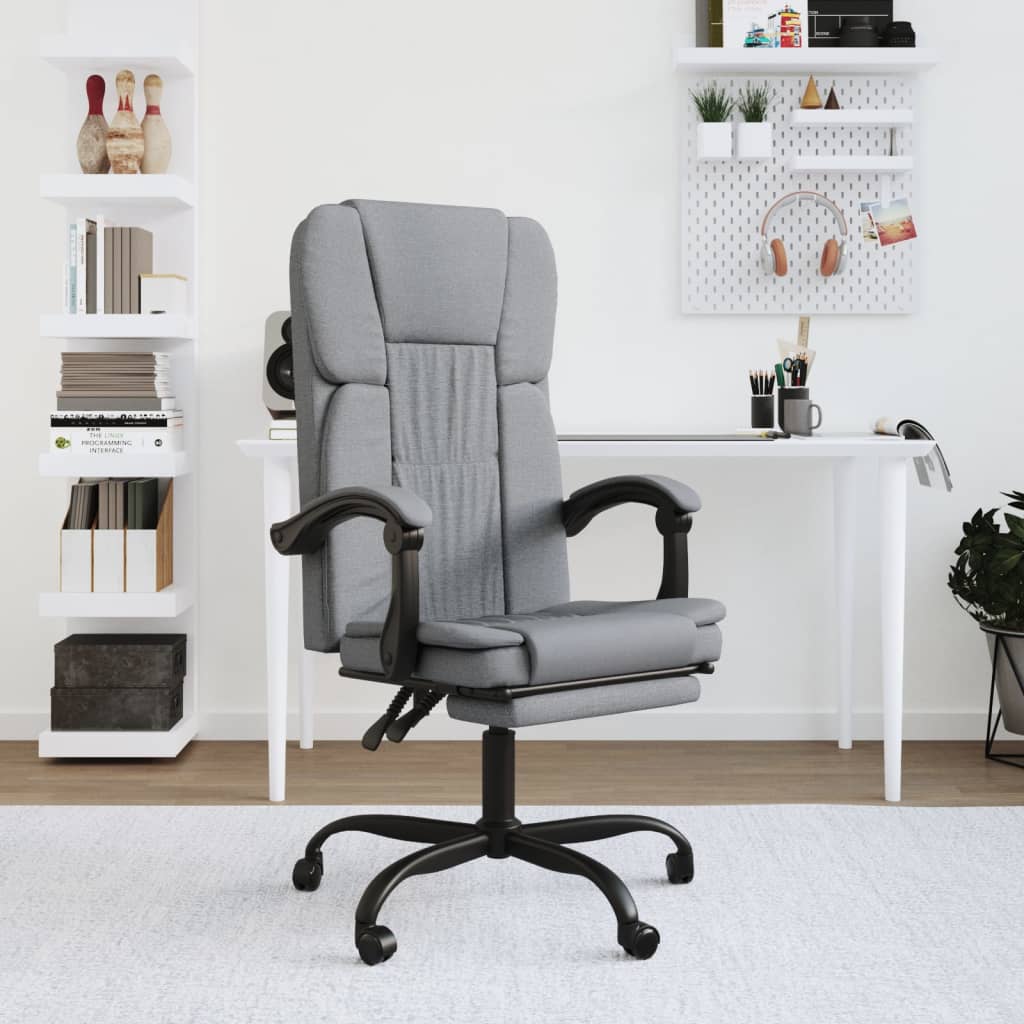 Vidaxl  Silla De Oficina Reclinable De Tela Gris/Claro , Leroy Merlin
