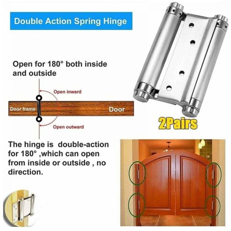 Paire De Charnières à Ressort Double Action Liobex N°36 150mm - Idéal Pour Portes Saloon