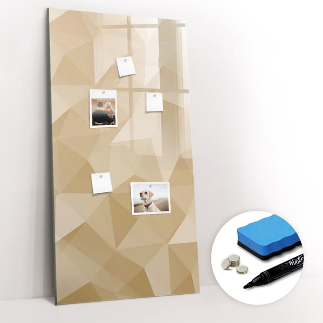 Lavagna Magnetica Murale, Tulup - 60x120 cm - Abstraction triangles, 5 magneti, una spugna, un pennarello nero
