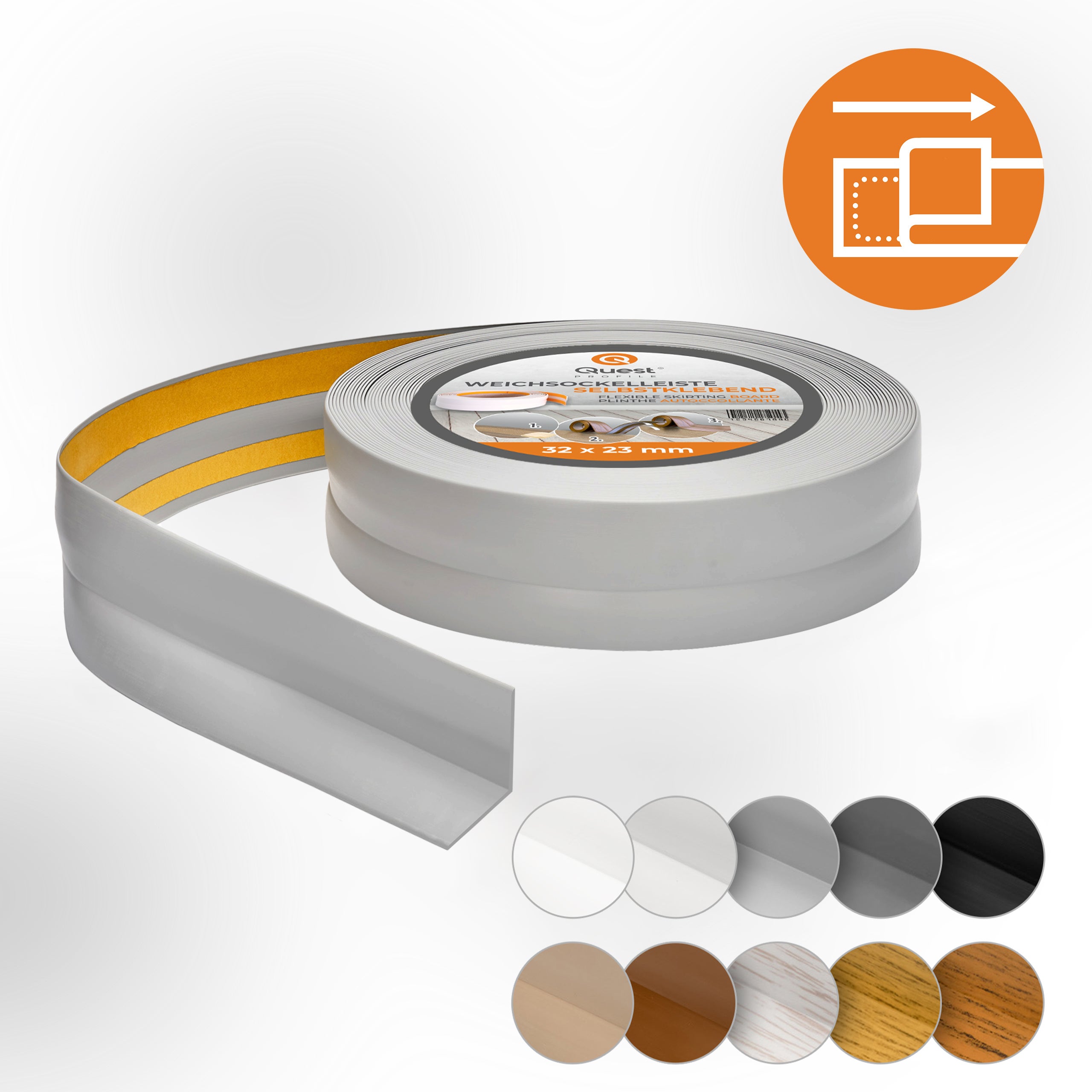 PLINTHE SOUPLE PVC Autoadhésive 20 Mm X 20 Mm X 6 M Imperméable Anti