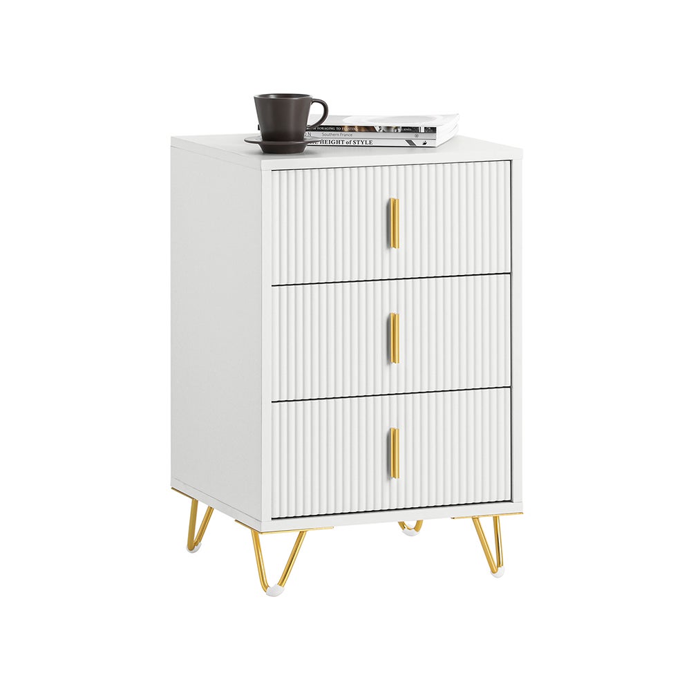 SoBuy Wąska szafka nocna z 3 szufladami, wysokość ergonomiczna 63 cm, nośność 33 kg, biała 40x40x63 cm