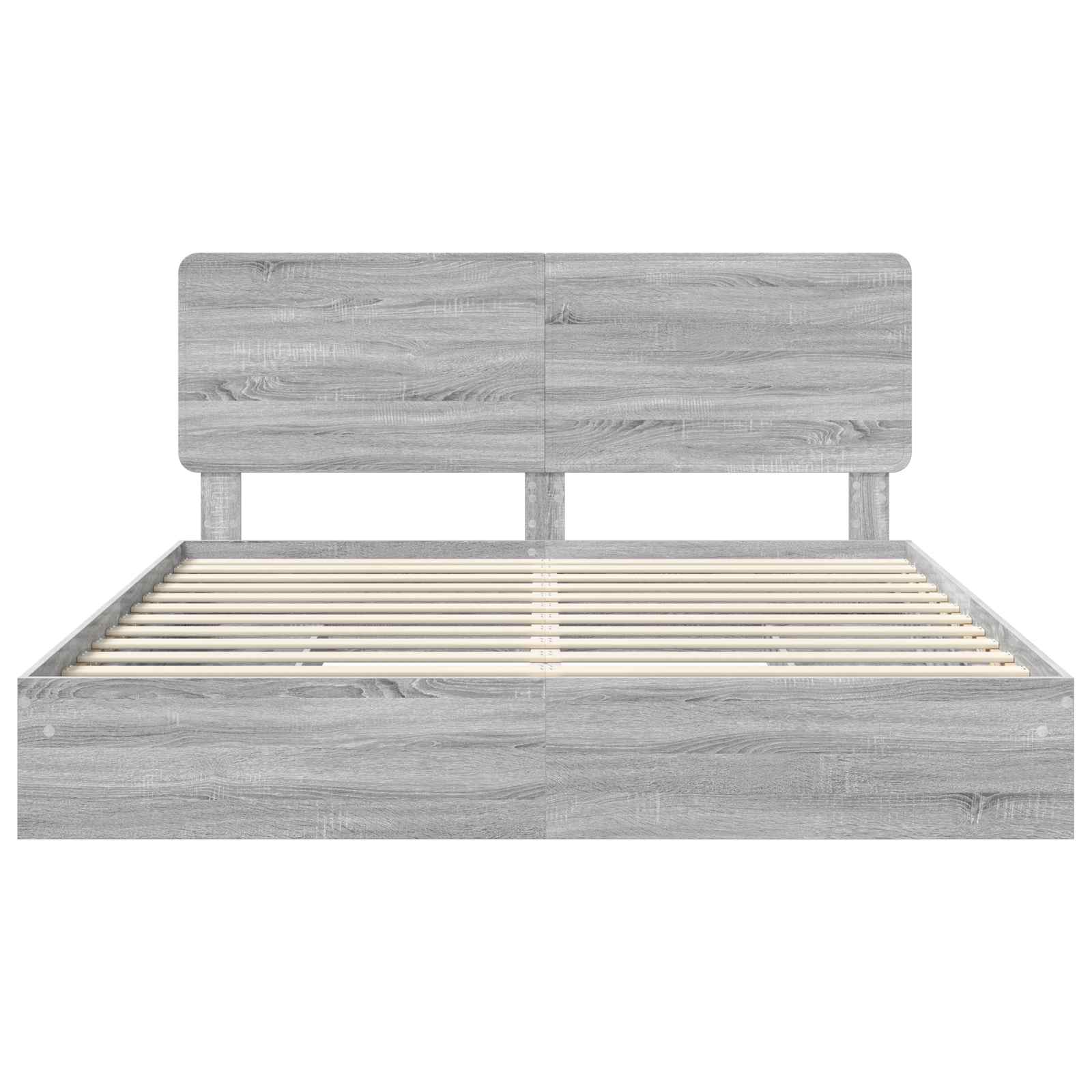 Lit avec rangement, panneau de bois, gris, pour la chambre, 180 × 200 cm - 8