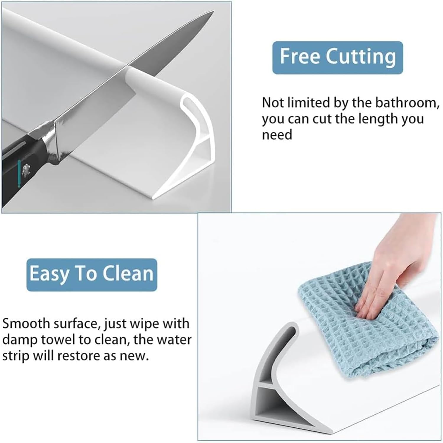 Joint d'étanchéité en silicone pour évier, joint d'étanchéité pliable pour douche, joint d'étanchéité pour cuisine (blanc, 100 cm) - 2