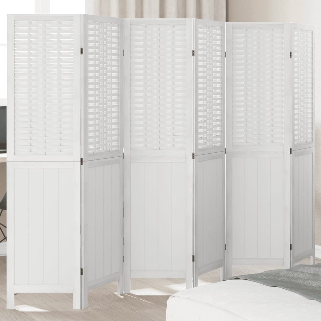 Maison exclusive - biombo separador de 6 paneles madera maciza paulownia blanco