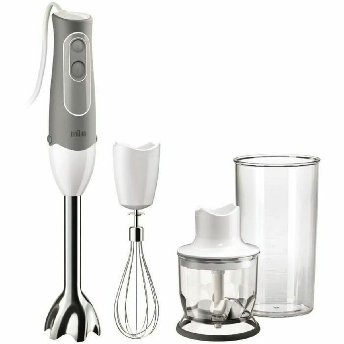 Braun  Batidora De Mano Multifunción Con Accesorios Mq 525 Omelette 600W Gris/Blanco , Leroy Merlin