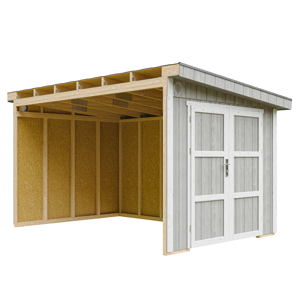 Szopa ogrodowa najwyższej jakości 8,68 m² - wys. 231 x 248 x 412 cm - bez podłogi i ścian bocznych - Timbela M939B - TUNDRA GREY