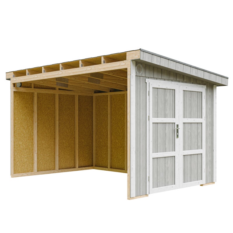 Szopa ogrodowa najwyższej jakości 8,68 m² - wys. 231 x 248 x 412 cm - bez podłogi i ścian bocznych - Timbela M939B - TUNDRA GREY