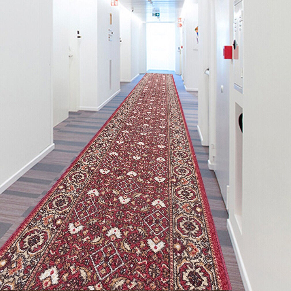 Coureur D'escalier Bordé 67x400 cm Couloir Entrée Tapis Cuisine Bordeaux Marches Pas - 8