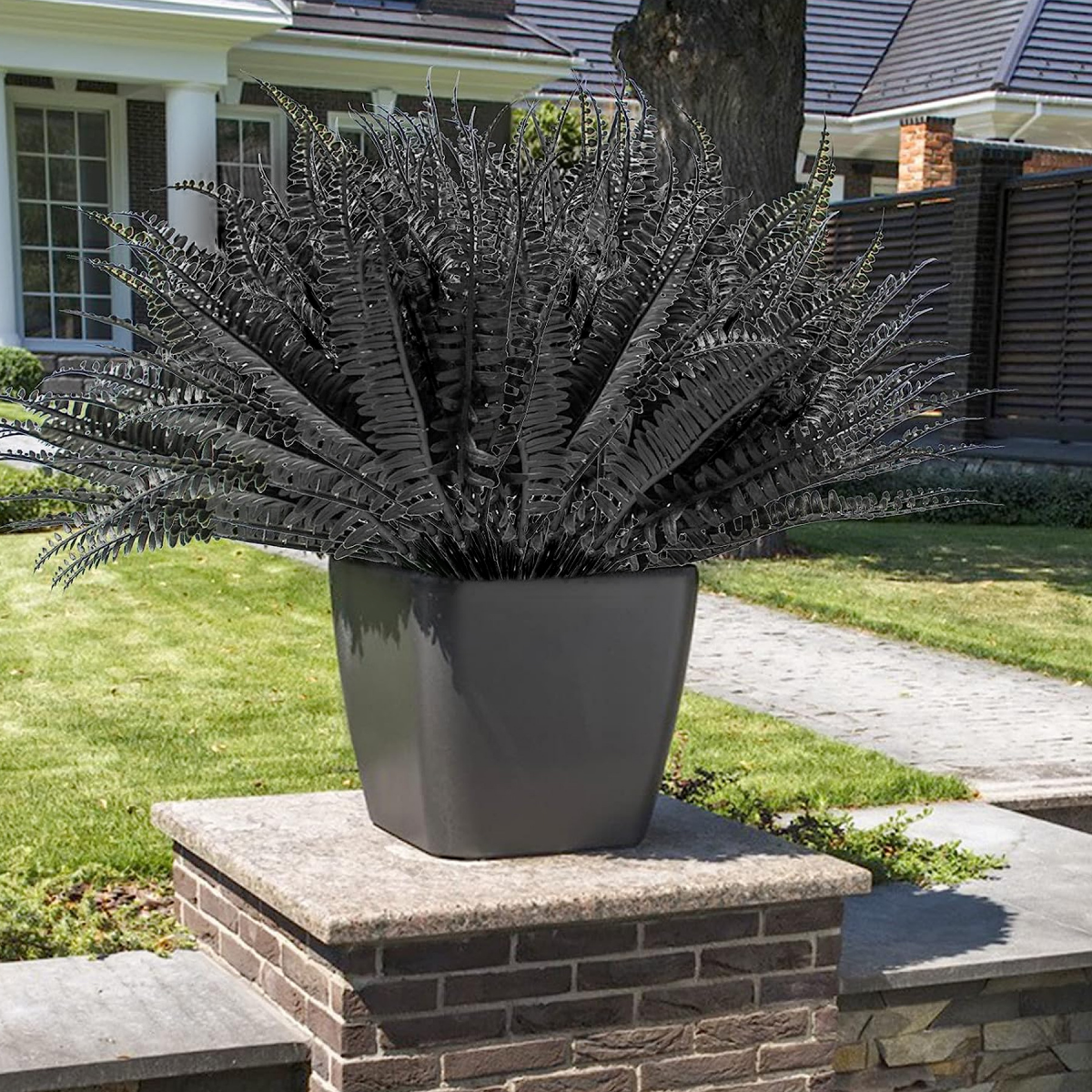 Plantas Artificiales Helecho De Boston, 10 Piezas Plantas Artificiales, Plantas Decorativas Plantas Falsas De Helecho, Ramas Artificiales, Negro - 2