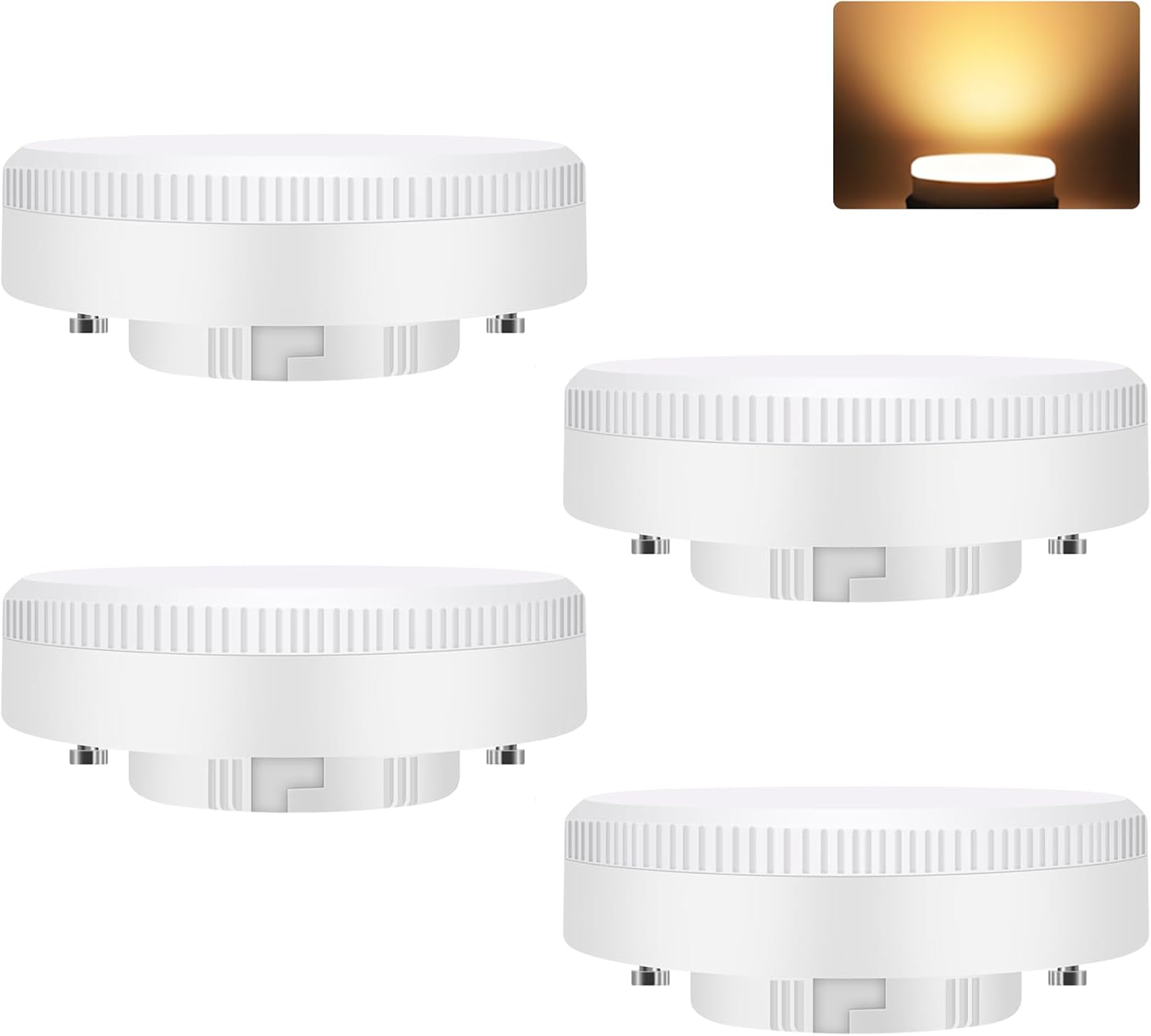 NETTLIFE Zestaw 4x Żarówka LED GX53 5W (Eq 50W) 3000K Ciepła Biel Ultra Płaska 74x25mm Podszafkowa Bez Migotania 230V Nieściemnialna