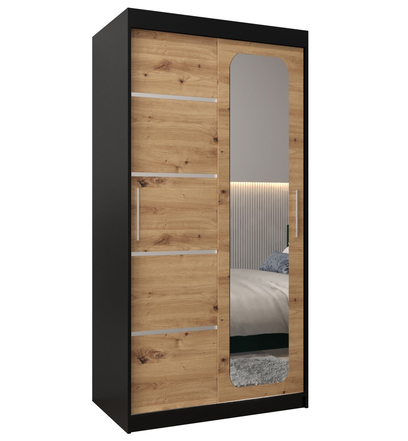 Szafa przesuwna garderoba PROMO V2 100 x 62 x 200 cm Czarny + Artisan - Abiks Meble