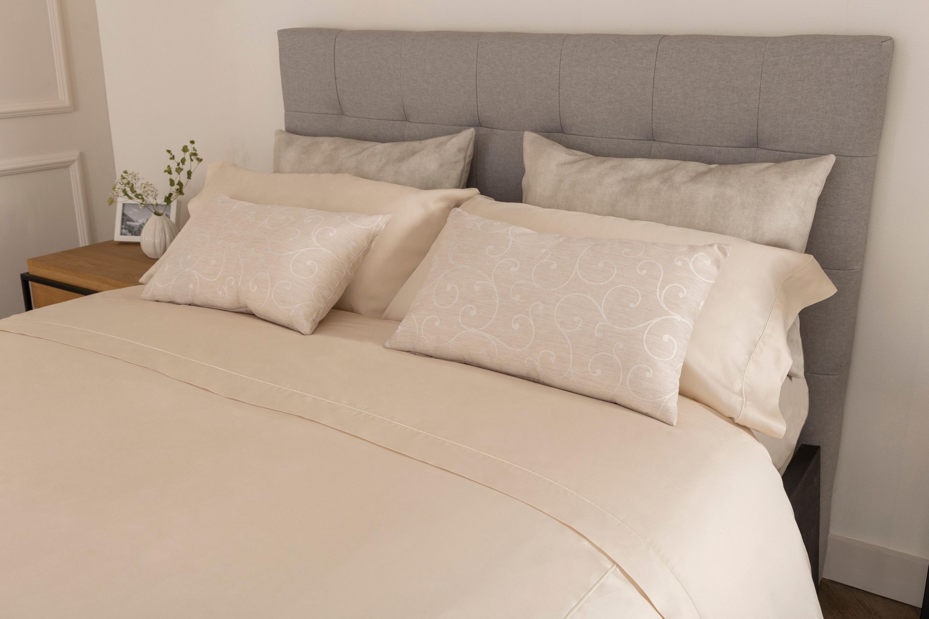 Housse de couette INSPIRE Bordón coton égyptien 300 fils 90 cm ivoire - 2