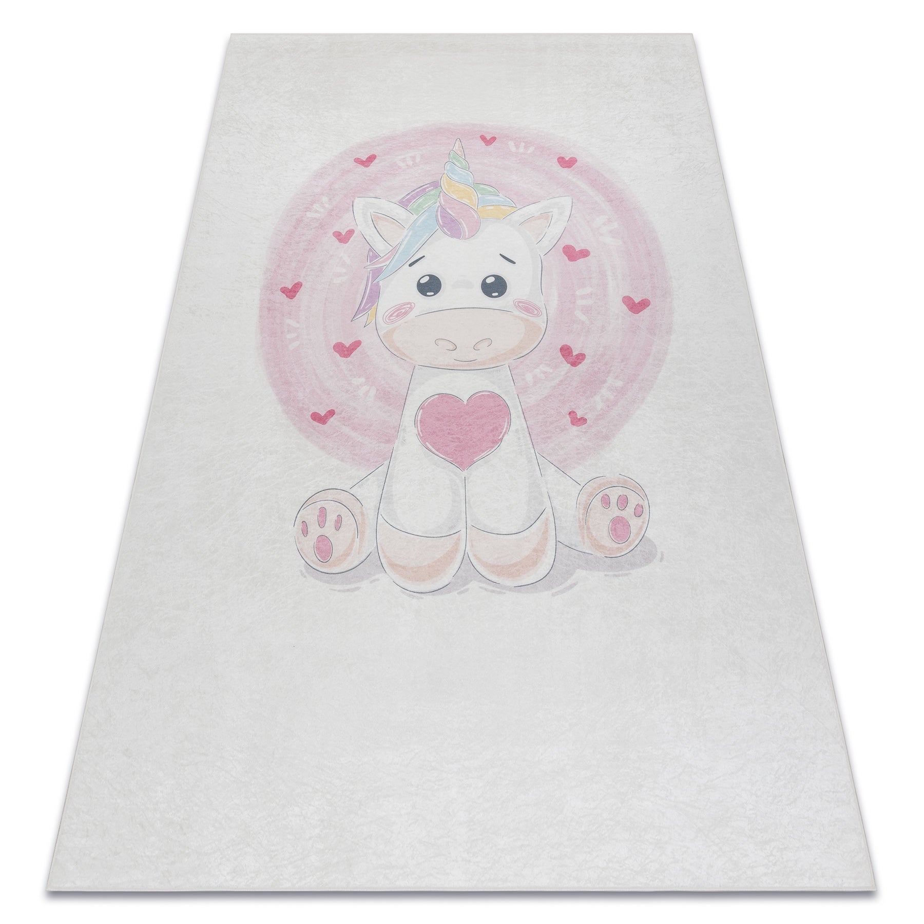 Alfombra lavable bambino 1128 unicornio para niños antideslizante - crema 160x220 cm