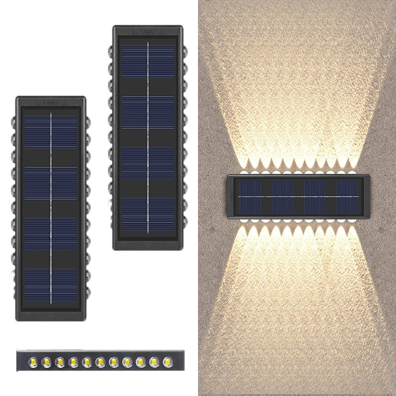Solarna lampa ogrodzeniowa Solarna lampa dekoracyjna do ogrodu Wodoodporność pokład Schody Patio Balustradę Podwórko Ciepłe światło sztuki opakowaniu