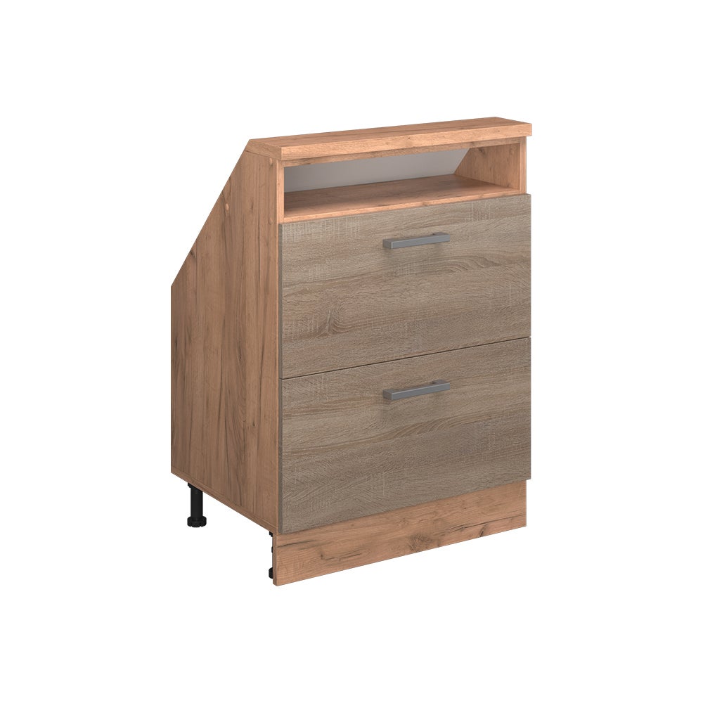 Vicco Szafka kuchenna na dach skośny R-Line, Sonoma, 60 cm z 2 szufladami