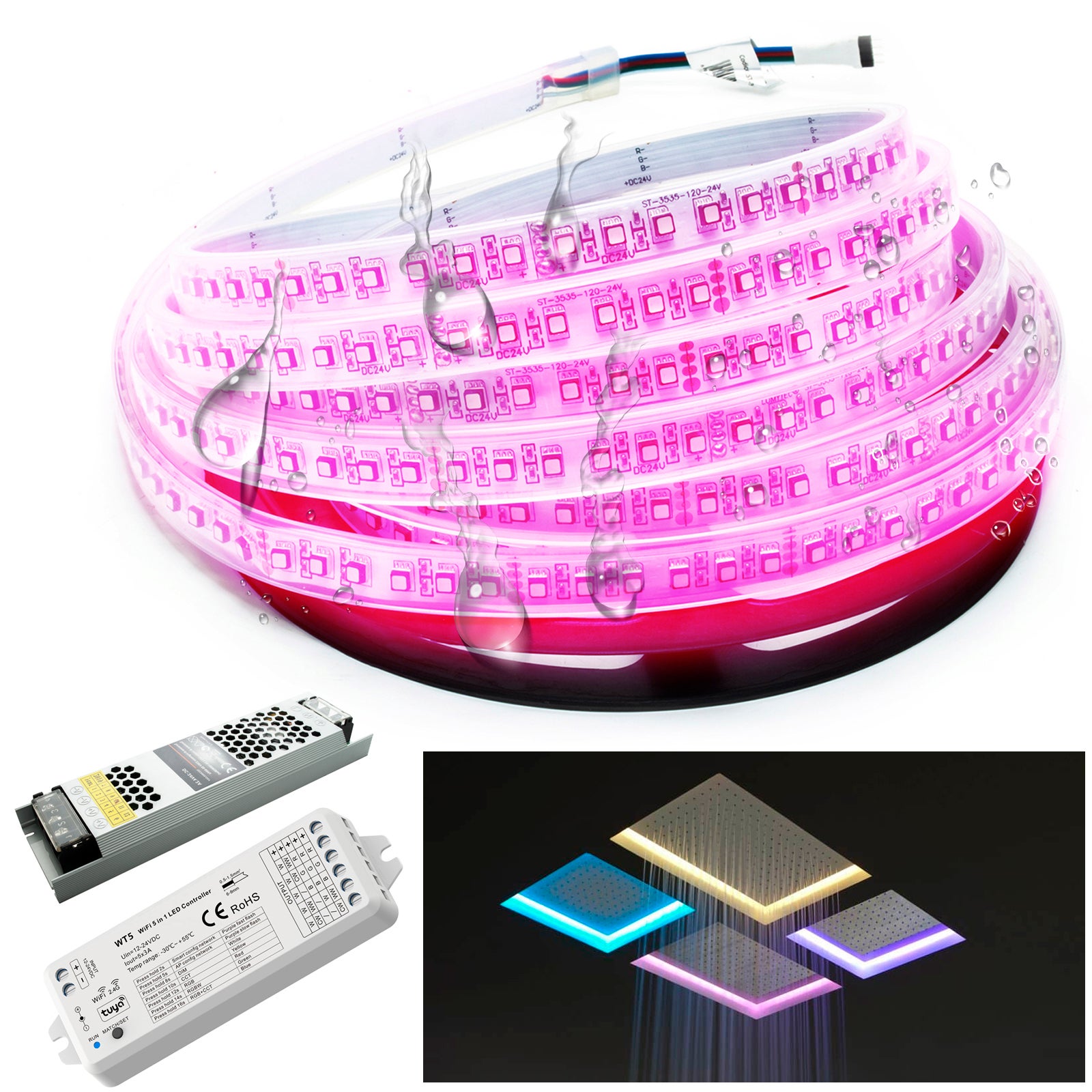 Rallonge 2 M Pour Kit 5 Spots LED Chromothérapie - Compatible Spots CR-7