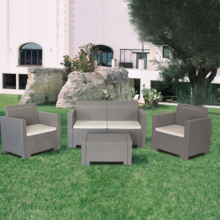 Salotto Da Giardino Set Posti Tortora Con