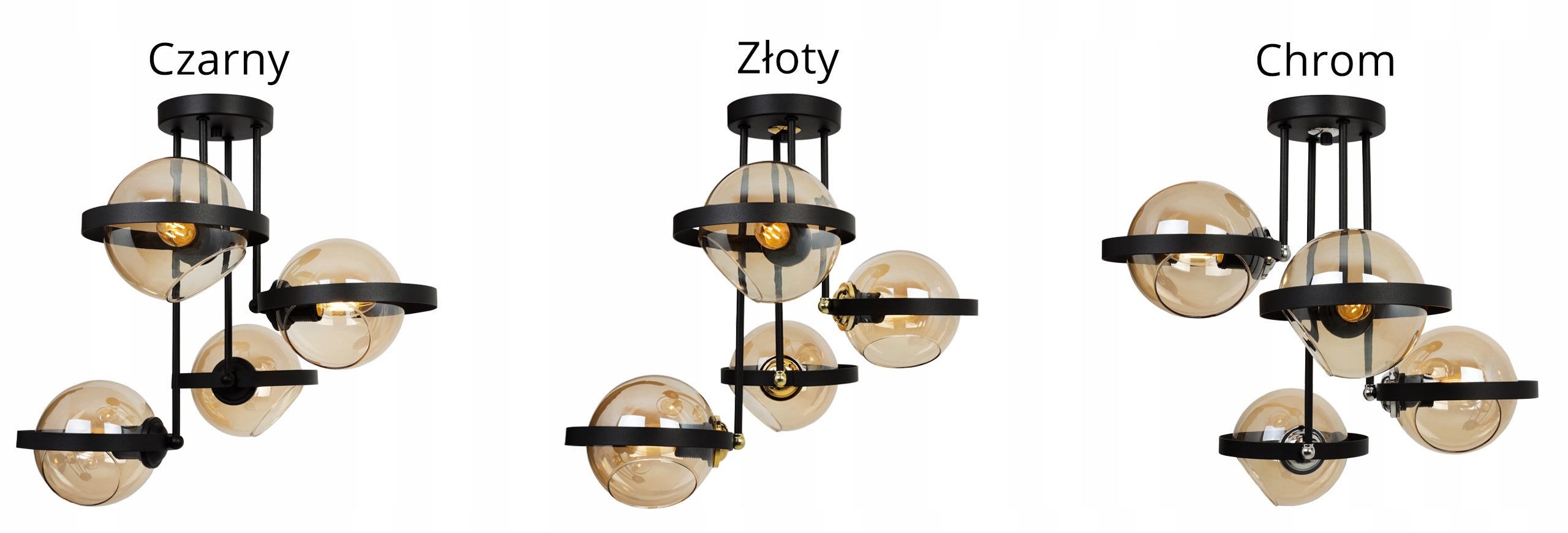 Lampa sufitowa wisząca modern 4xE27 klosz okrągły czarny/miodowy Light Home LH - 2