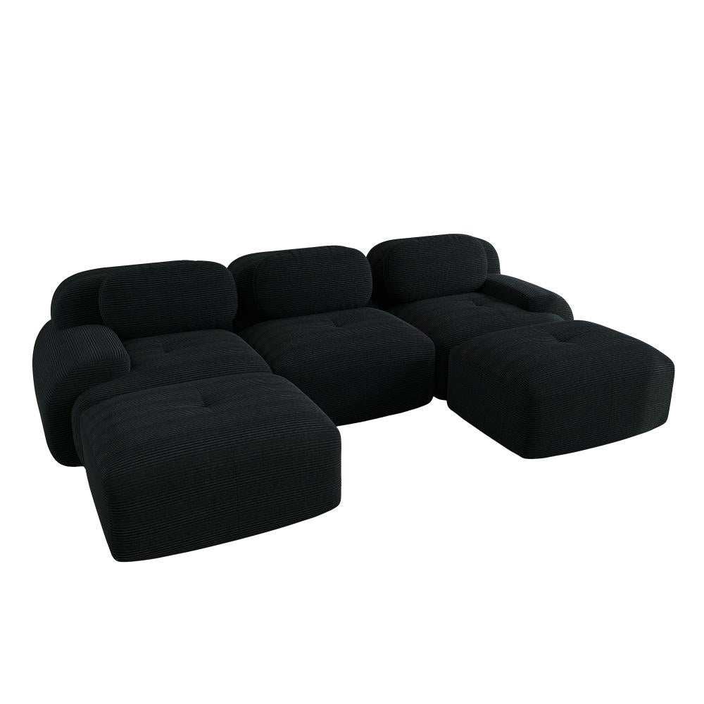 Canapé modulaire en U en tissu côtelé premium, sans montage, antidérapant, adapté aux animaux, rembourrage 32D,chambre et bureau - 4