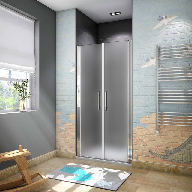 Aica Italy 100x185cm Box Doccia Per Nicchia Doppia Porta Battente Saloon In Vetro 6 Mm Temperato Satinato Opaco Anticalcare