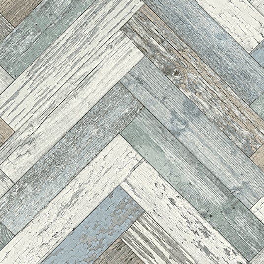 Primer suelo vinílico - imitación parquet desgastado color espiga - rollo 4m x 3m