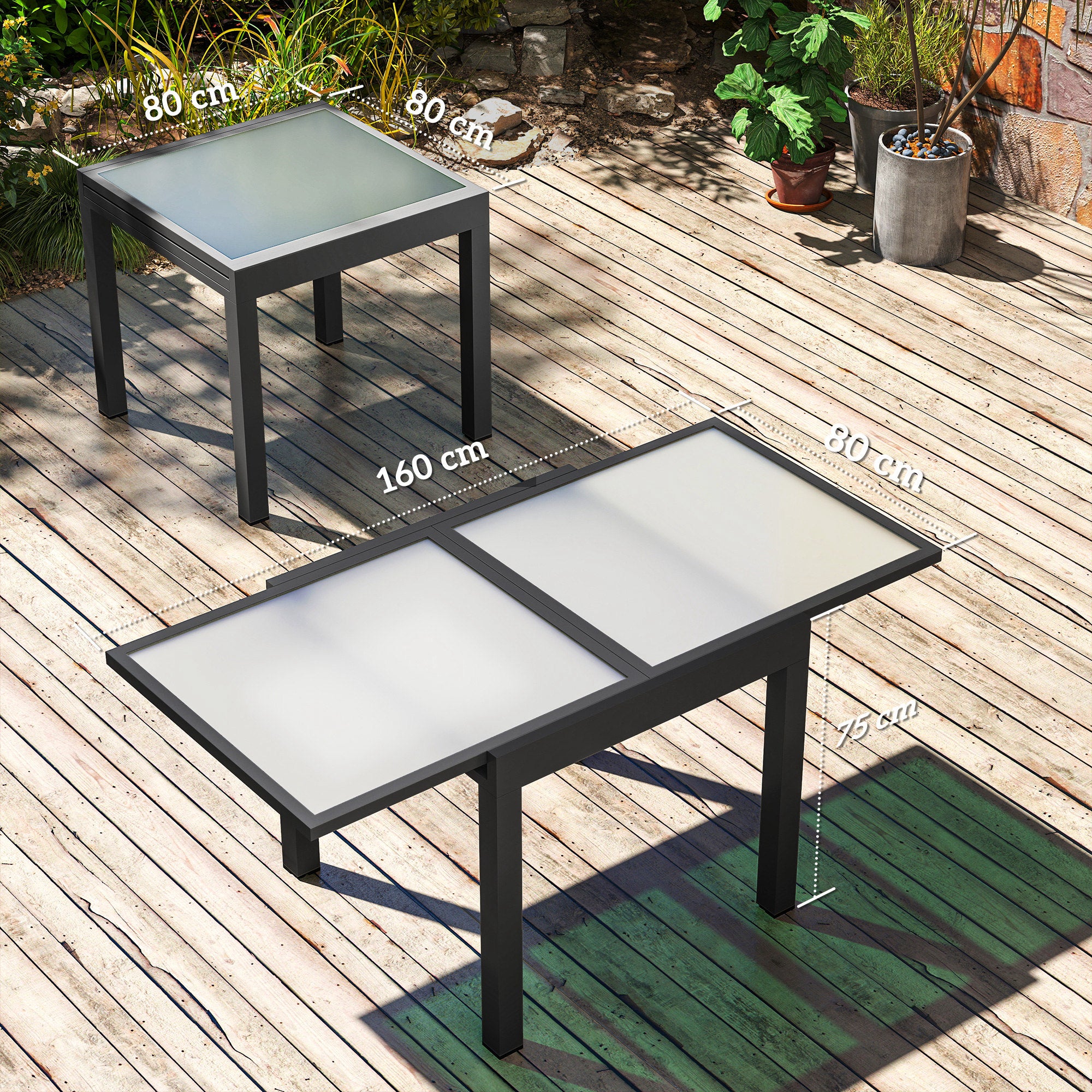 Table de jardin extensible rectangulaire en Aluminium Gris 6 places - 3