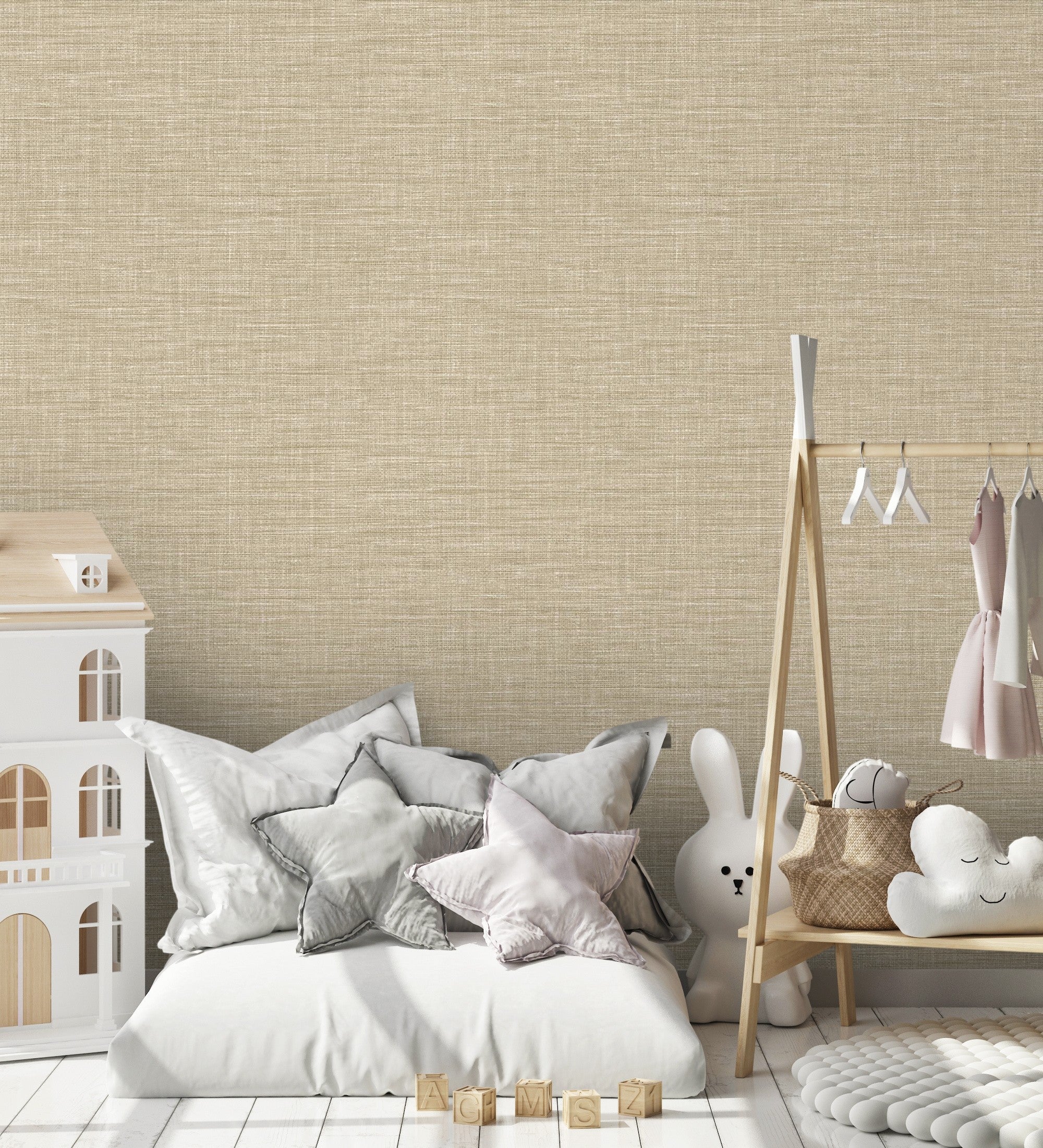papel de parede vinílico ecológico com efeito de textura de tecido em relevo - Soho Fabric 679734 da GAULAN - Rolo de 10 m x 0,53 m - 8