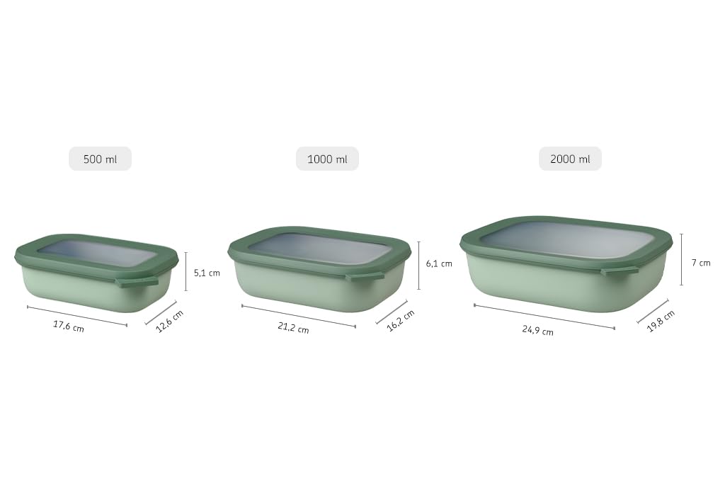 Set 3 Contenitori Mepal Cirqula Rettangolari - Ermetici Per Frigo E Microonde - Nordic Sage