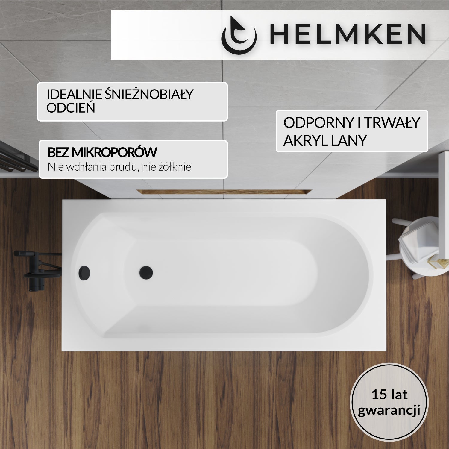 Wanna akrylowa Helmken Tressa 160 x 75 / 23097002