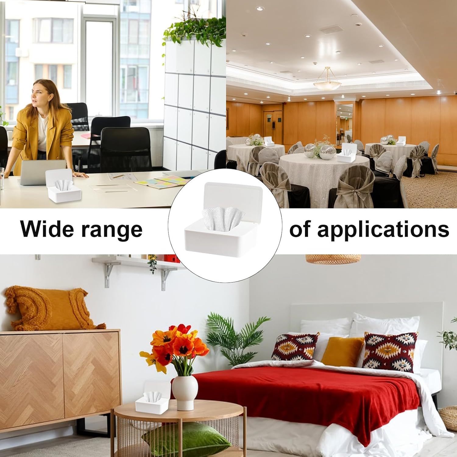 Pudełko na ręczniki papierowe o dużej pojemności (2 sztuki), pojemnik na chusteczki nawilżane z hermetyczną pokrywką (biały/czarny) - 5