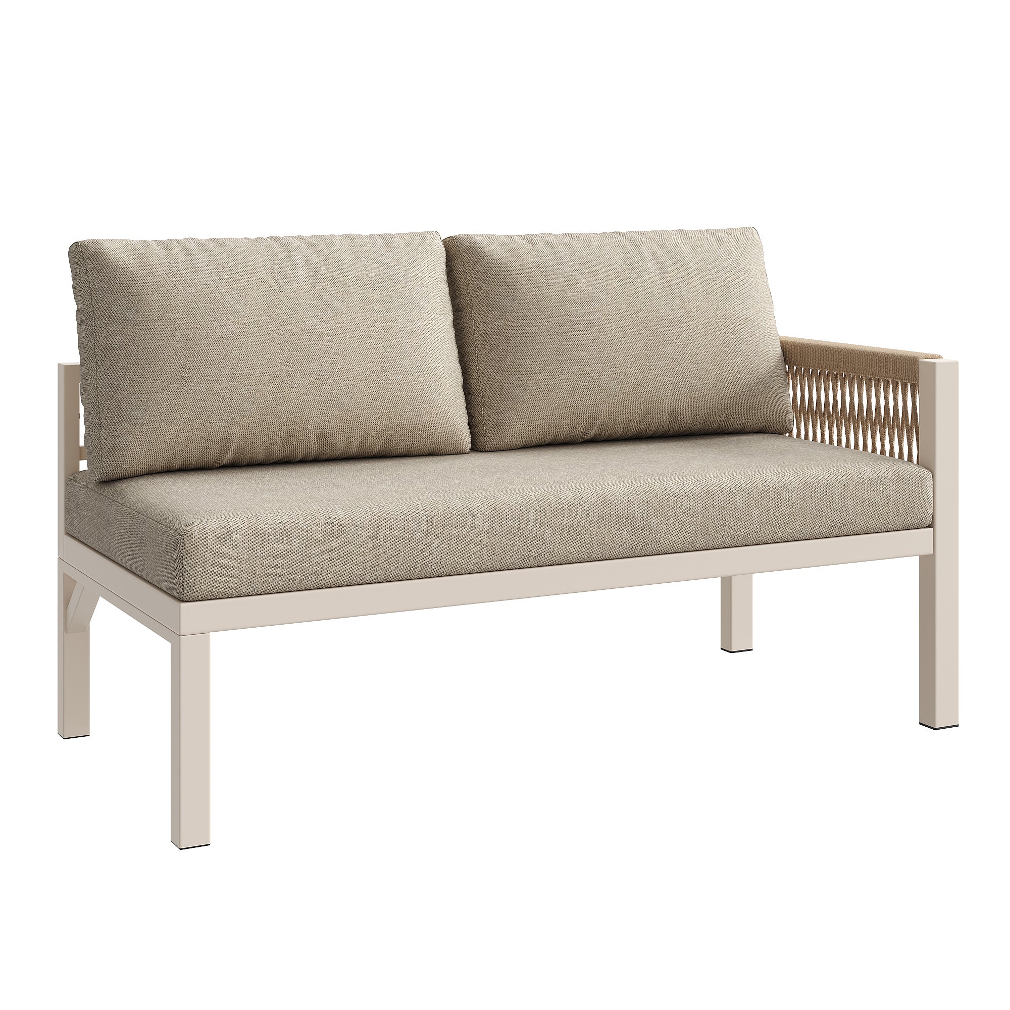 Canapé de jardin en forme de L, jusqu'à 8 personnes, armature en fer avec revêtement, résistant aux intempéries, beige - 8