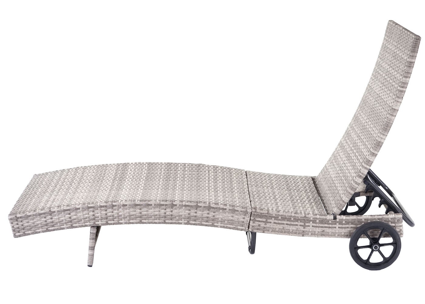 Chaise longue HWC-D80 en polyrotin ~ gris, coussin gris foncé - 4