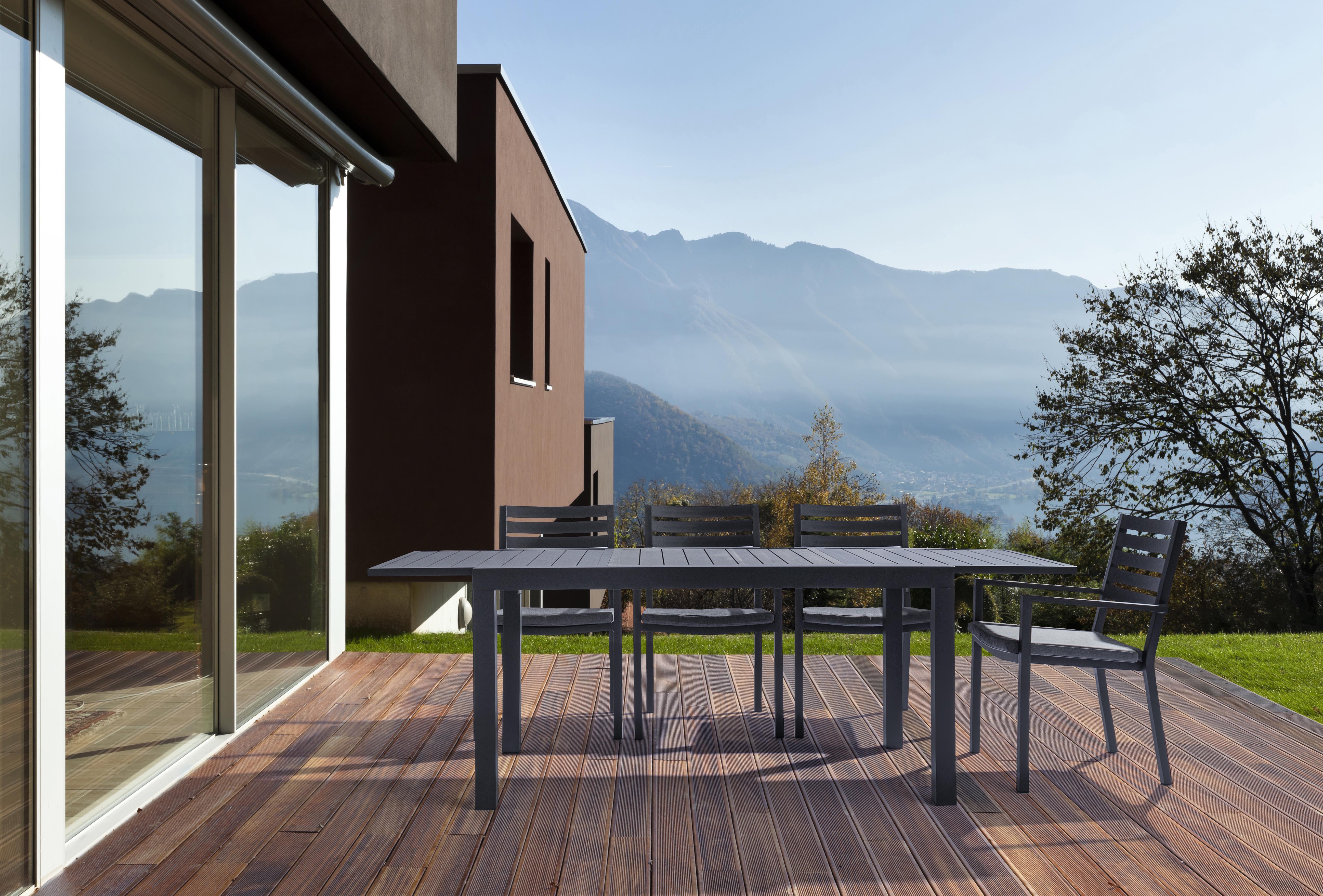 Table de jardin extensible 140/210 cm en aluminium anthracite - LOUNA - 7